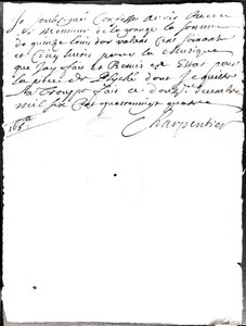 Letter Regarding the Music Composed by Charpentier for Psyche by Moliere